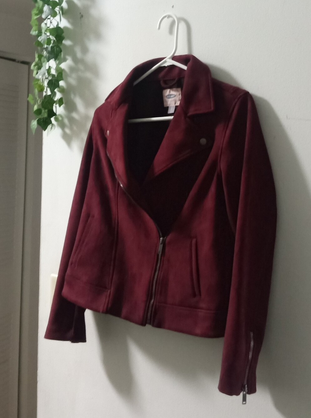 Old Navy Burgundy Suede-Look Moto Jacket